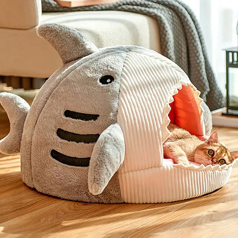 Lit Chauffant Requin en Coton pour Chat – Douillet et Confortable, 3 Tailles