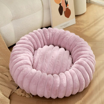 Lit Rond en Peluche pour Animaux – Couchage Chaud d'Hiver, 40 à 70 cm