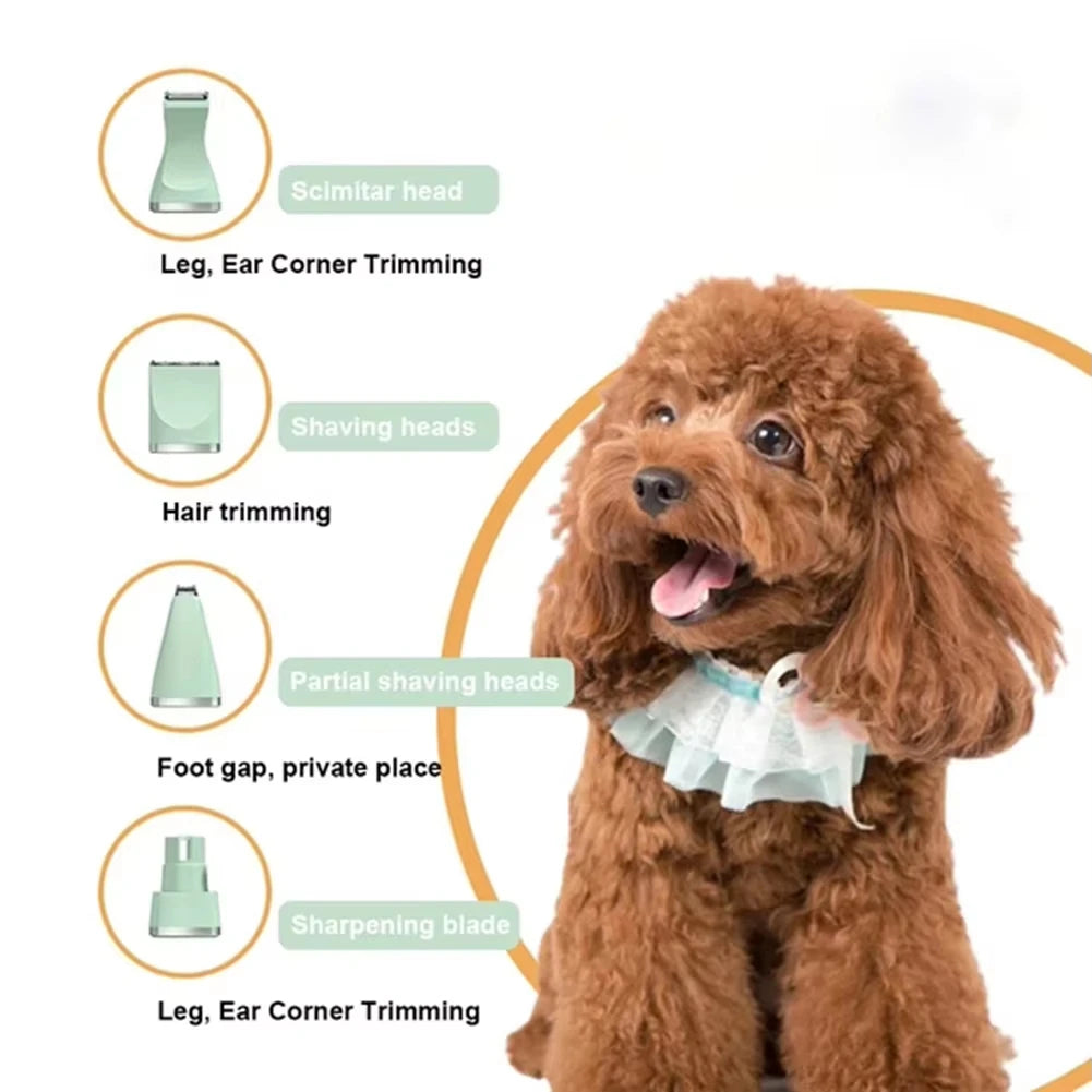 Kit de Toilettage Électrique 4-en-1 pour Chien et Chat – Tondeuse, Coupe-Ongles, Silencieux