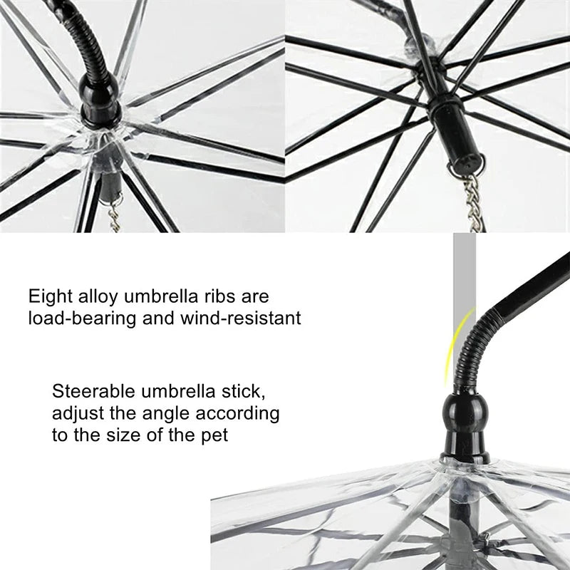 Parapluie Transparent pour Chien avec Laisse Intégrée – Manche Ajustable, Protection Pluie