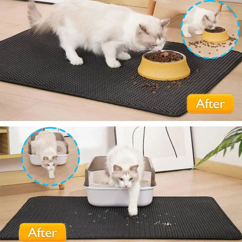 Tapis de Litière Antidérapant pour Chat – Double Couche, Imperméable, 5 Tailles