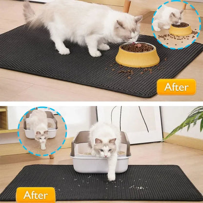 Tapis de Litière Antidérapant pour Chat – Double Couche, Imperméable, 5 Tailles