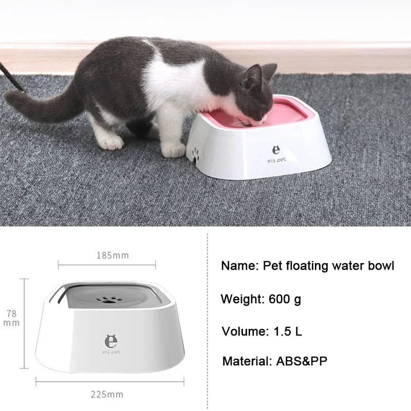 Bol d'Eau Flottant Anti-Débordement pour Chien et Chat