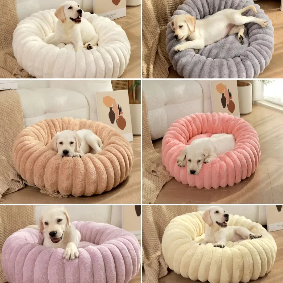 Lit Rond en Peluche pour Animaux – Couchage Chaud d'Hiver, 40 à 70 cm