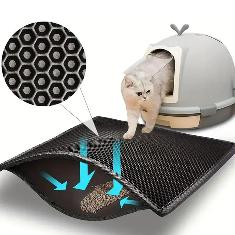 Tapis de Litière Antidérapant pour Chat – Double Couche, Imperméable, 5 Tailles