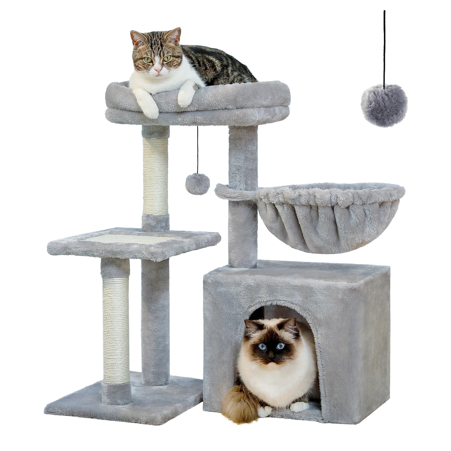 Arbre à Chat Griffoir en Sisal avec Hamac – Tour d'Activité 3 Niveaux