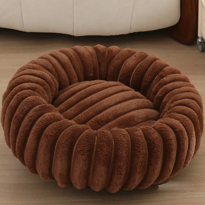 Lit Rond en Peluche pour Animaux – Couchage Chaud d'Hiver, 40 à 70 cm