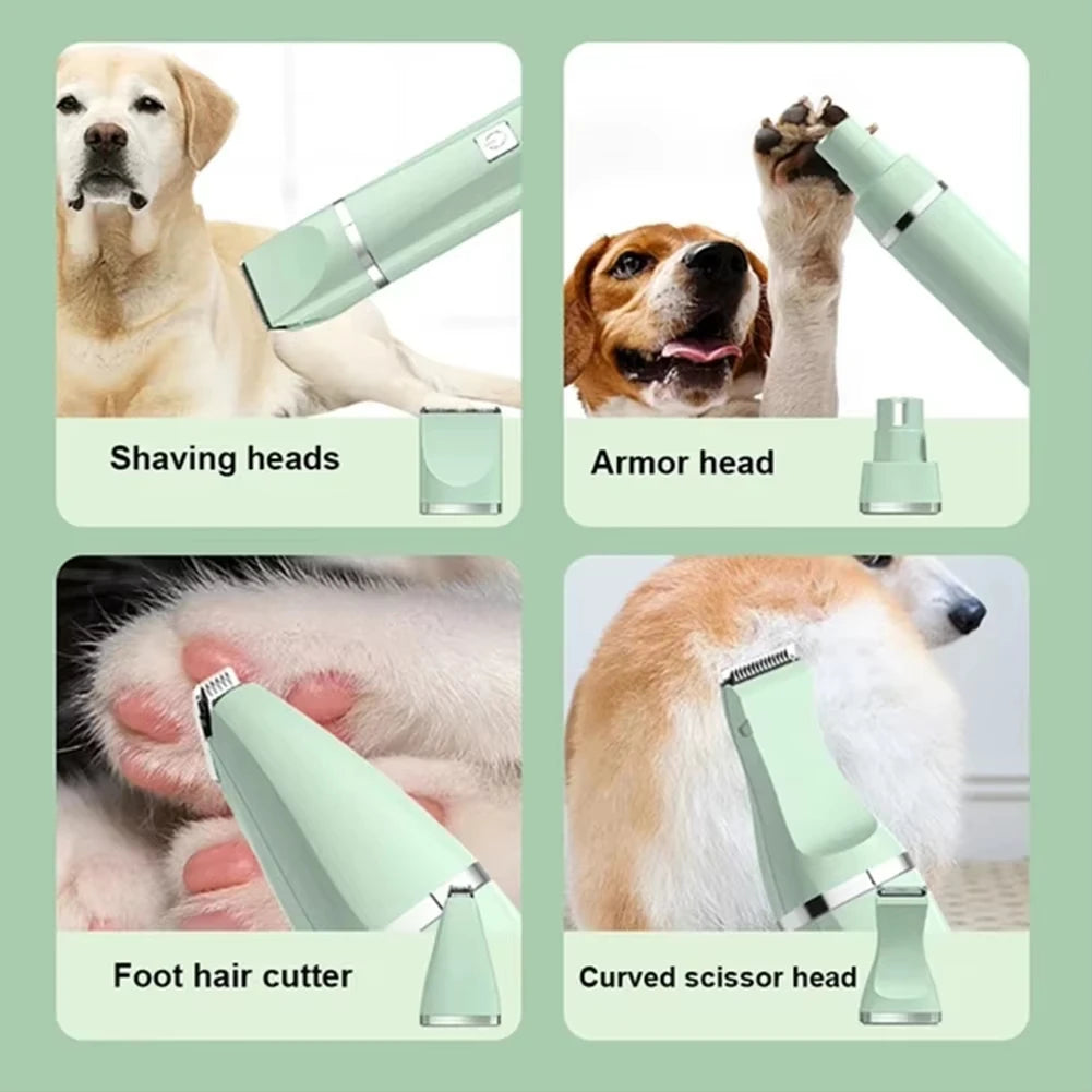 Kit de Toilettage Électrique 4-en-1 pour Chien et Chat – Tondeuse, Coupe-Ongles, Silencieux