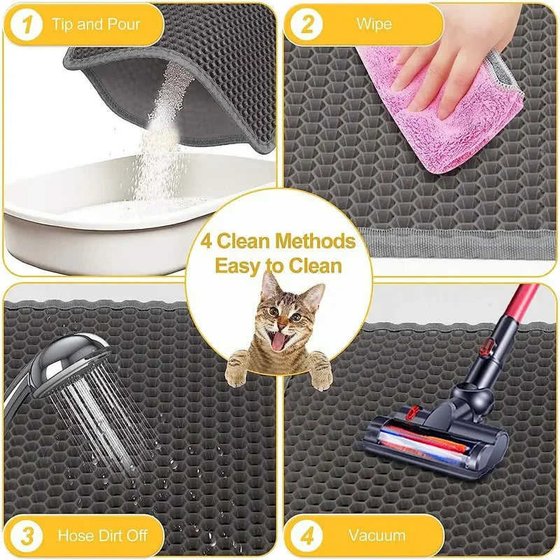 Tapis de Litière Antidérapant pour Chat – Double Couche, Imperméable, 5 Tailles