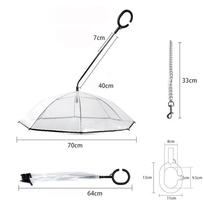 Parapluie Transparent pour Chien avec Laisse Intégrée – Manche Ajustable, Protection Pluie