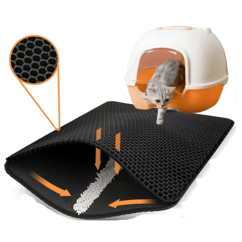 Tapis de Litière Antidérapant pour Chat – Double Couche, Imperméable, 5 Tailles