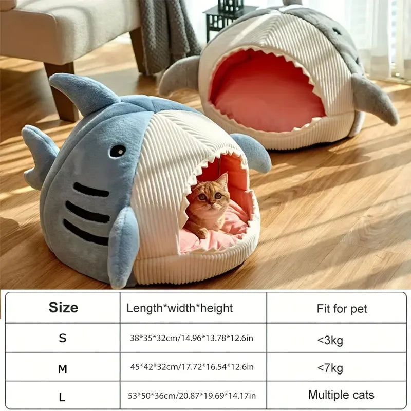 Lit Chauffant Requin en Coton pour Chat – Douillet et Confortable, 3 Tailles