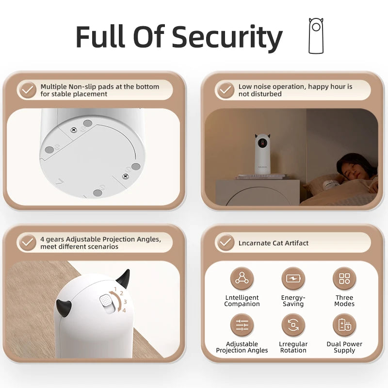 Jouet Laser Automatique pour Chat – Rotation 360°, Mode Manuel et Automatique