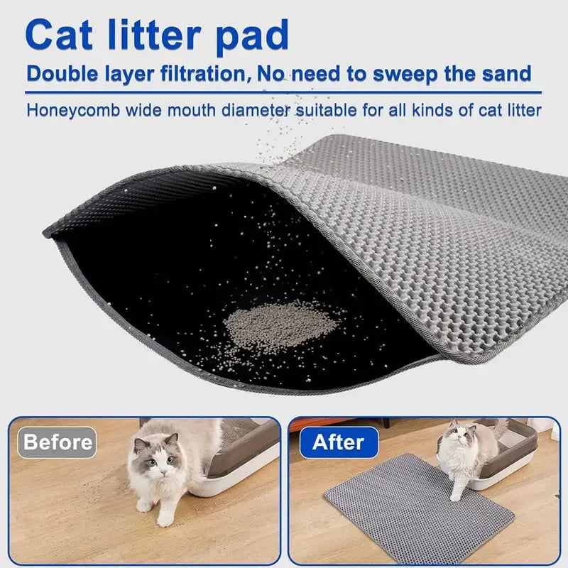 Tapis de Litière Antidérapant pour Chat – Double Couche, Imperméable, 5 Tailles