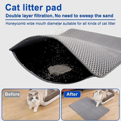Tapis de Litière Antidérapant pour Chat – Double Couche, Imperméable, 5 Tailles