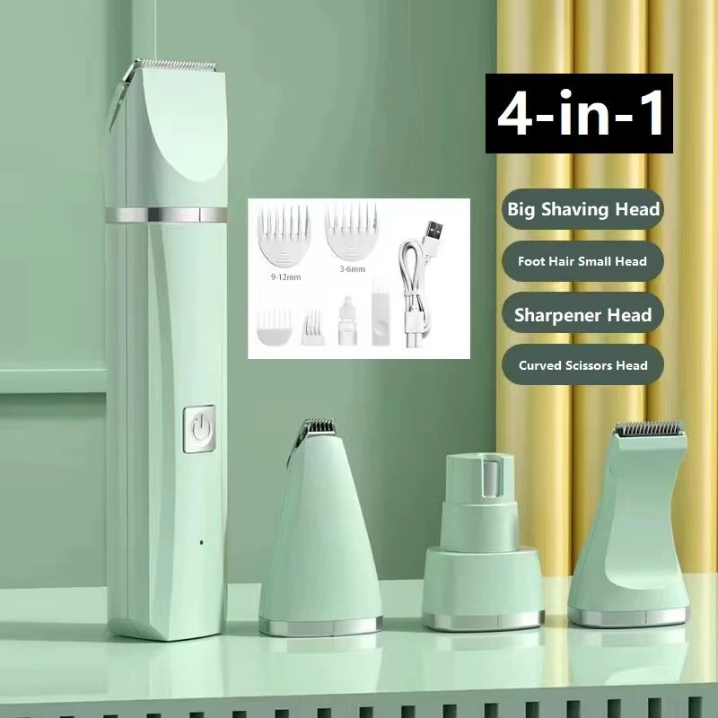 Kit de Toilettage Électrique 4-en-1 pour Chien et Chat – Tondeuse, Coupe-Ongles, Silencieux