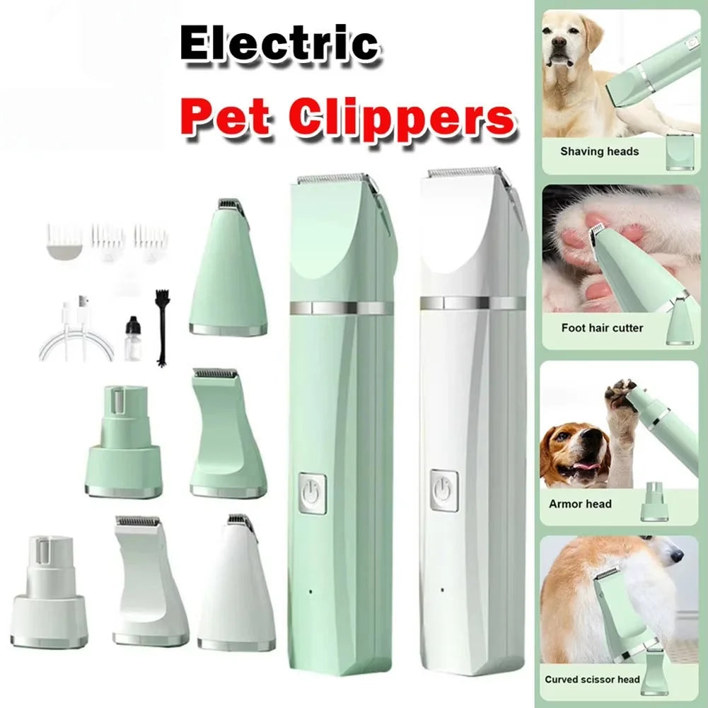 Kit de Toilettage Électrique 4-en-1 pour Chien et Chat – Tondeuse, Coupe-Ongles, Silencieux