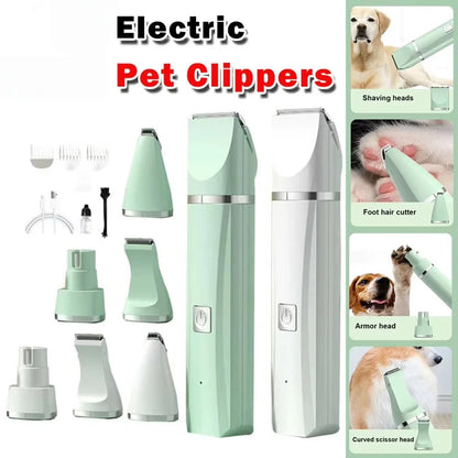 Kit de Toilettage Électrique 4-en-1 pour Chien et Chat – Tondeuse, Coupe-Ongles, Silencieux