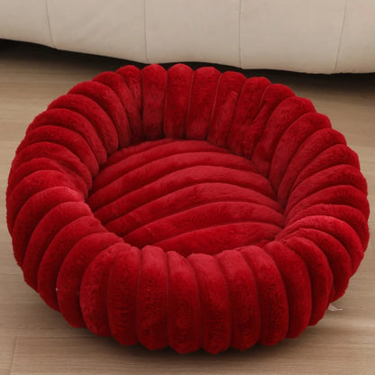 Lit Rond en Peluche pour Animaux – Couchage Chaud d'Hiver, 40 à 70 cm