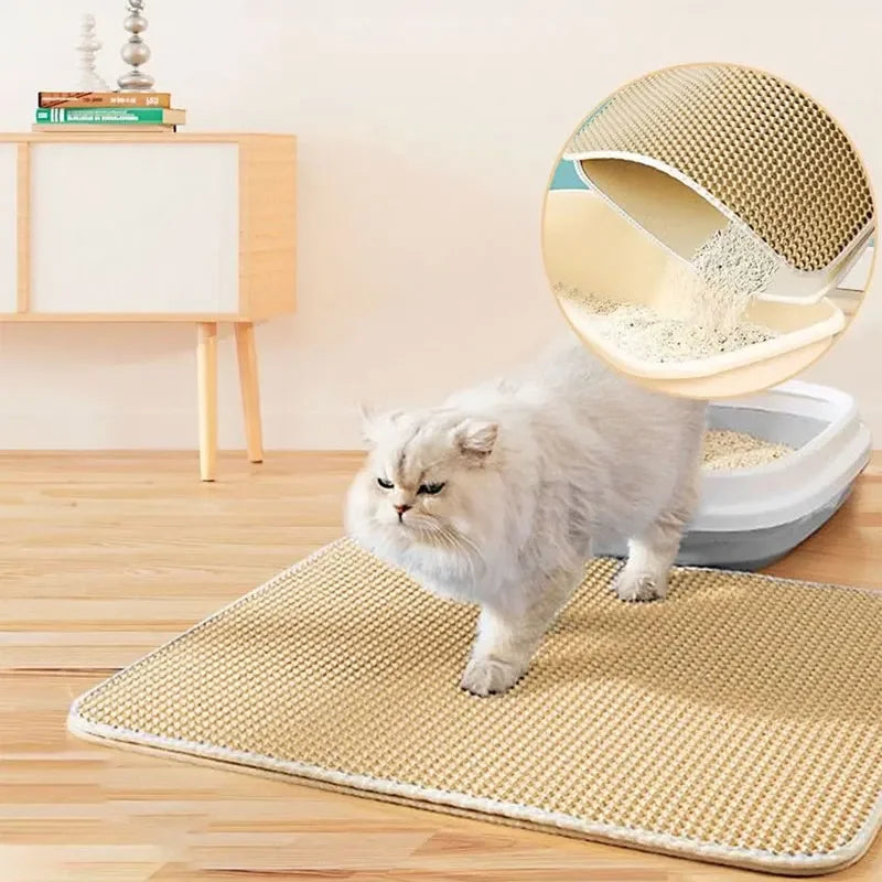 Tapis de Litière Antidérapant pour Chat – Double Couche, Imperméable, 5 Tailles