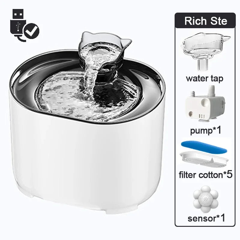 Fontaine à Eau Électrique pour Chat et Chien – Filtration USB, Fonctionnement Silencieux